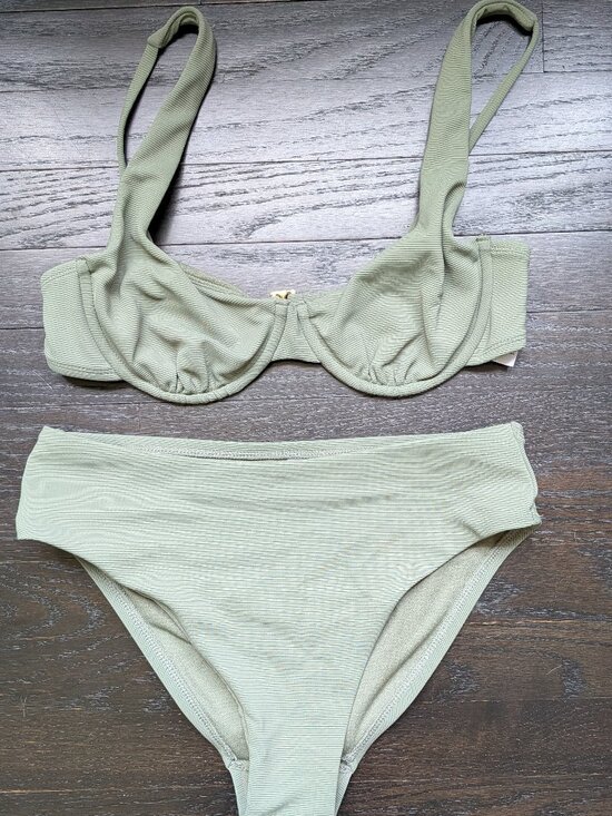 Time and Tru Other - Time & Tru Mint Sage Green Ribbed Bikini Swimsuit Set | Size S/M